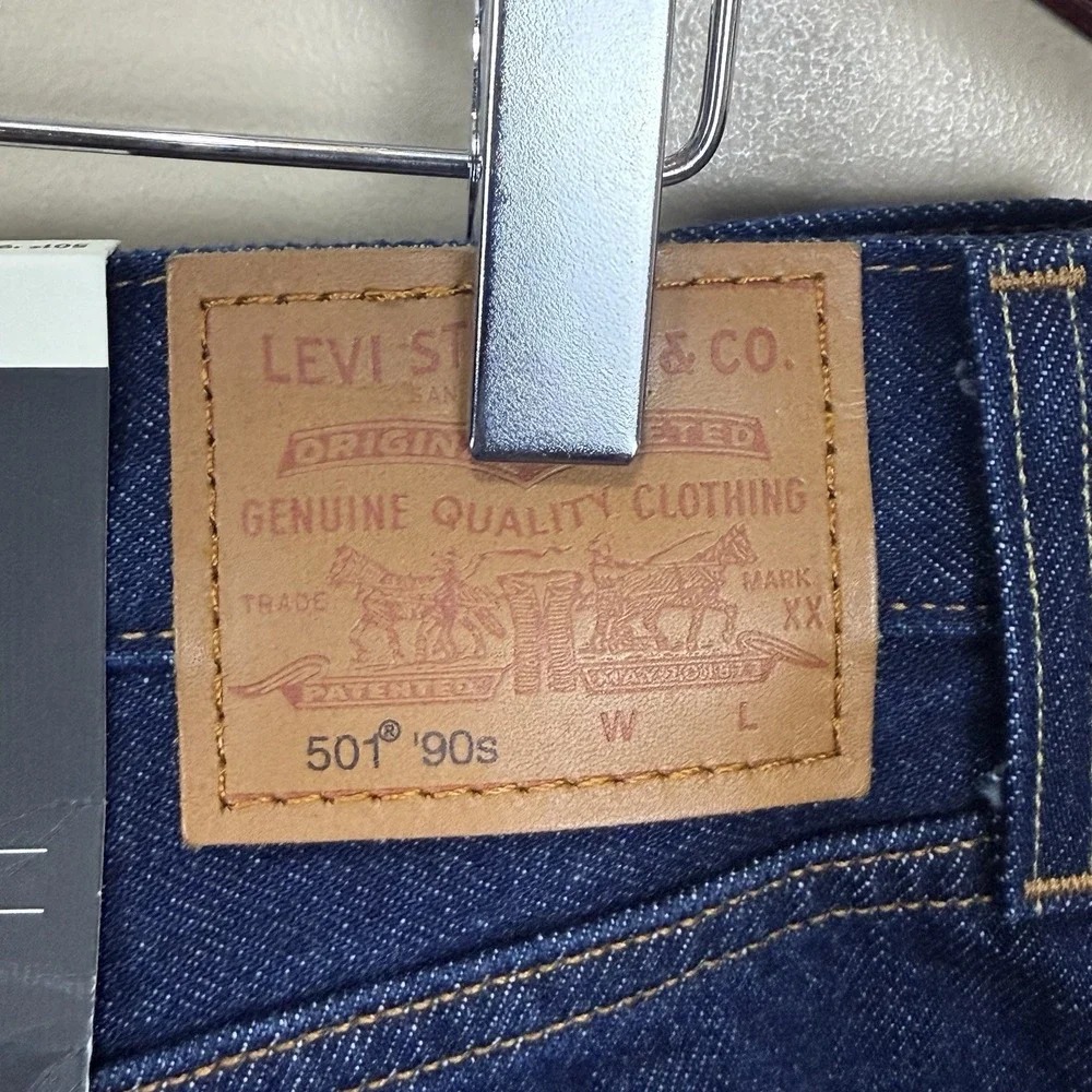Levi's 501 Selvedge Denim Jeans Men's 32x36 Dark Indigo Straight Leg Button Fly
